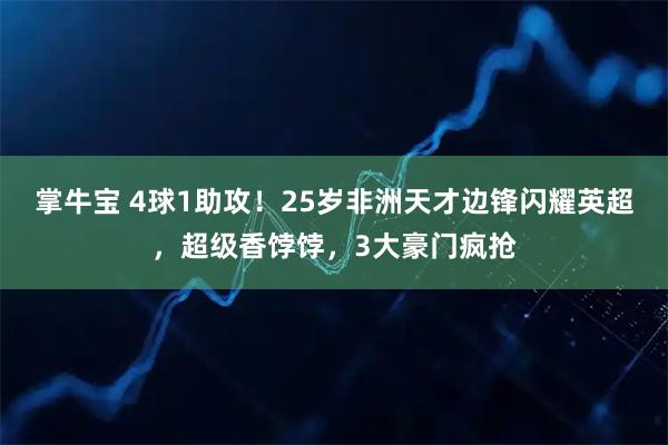 掌牛宝 4球1助攻！25岁非洲天才边锋闪耀英超，超级香饽饽，3大豪门疯抢