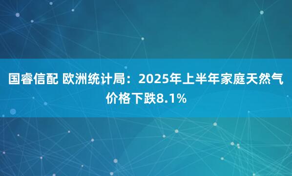 国睿信配 欧洲统计局：2025年上半年家庭天然气价格下跌8.1%