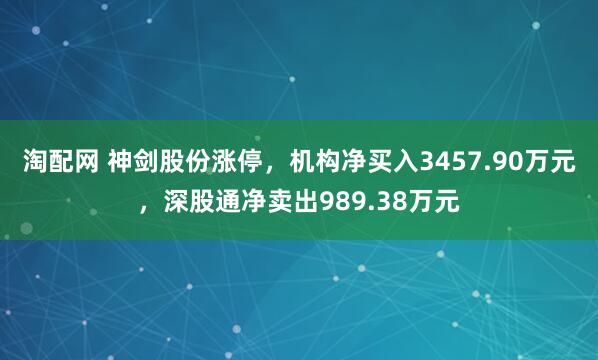 淘配网 神剑股份涨停，机构净买入3457.90万元，深股通净卖出989.38万元